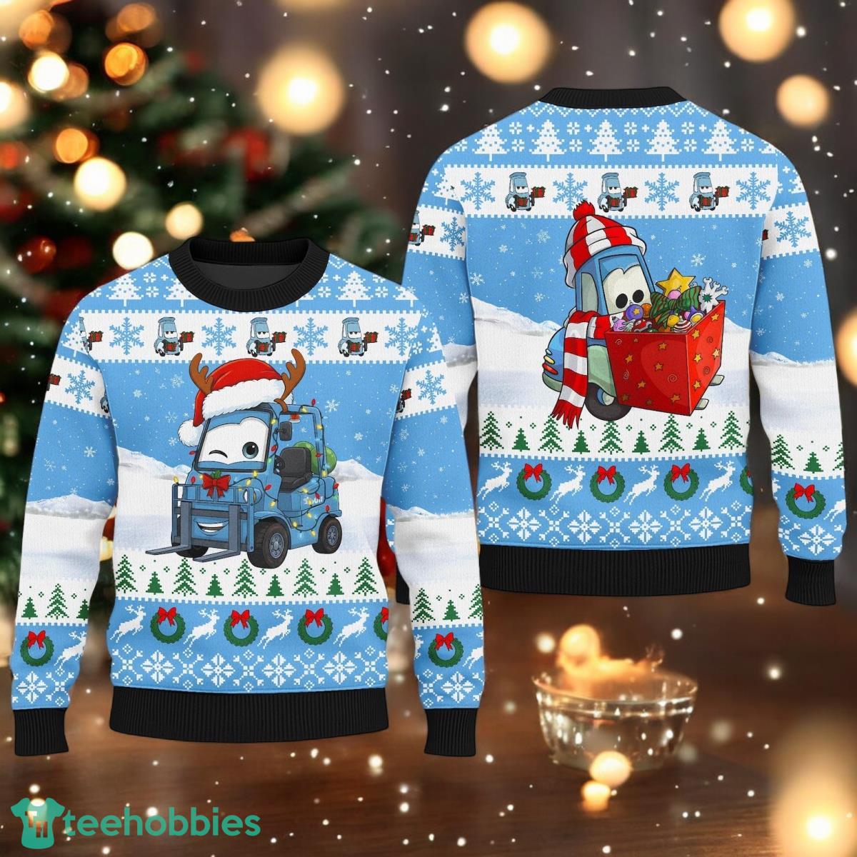Guido Cars Christmas Ugly Sweater Lightning McQueen 95 Ugly Chritsmas Sweater image Guido Cars Christmas Ugly Sweater Lightning McQueen 95 Ugly Chritsmas Sweater Product Photo 1