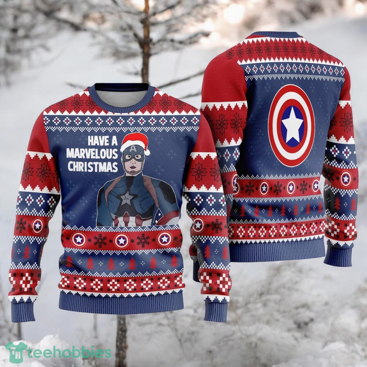 Have A Marvelous Christmas Captain America Christmas 3D Ugly Sweater For Men And Women Have A Marvelous Christmas Captain America Christmas 3D Ugly Sweater For Men And Women Product Photo 1