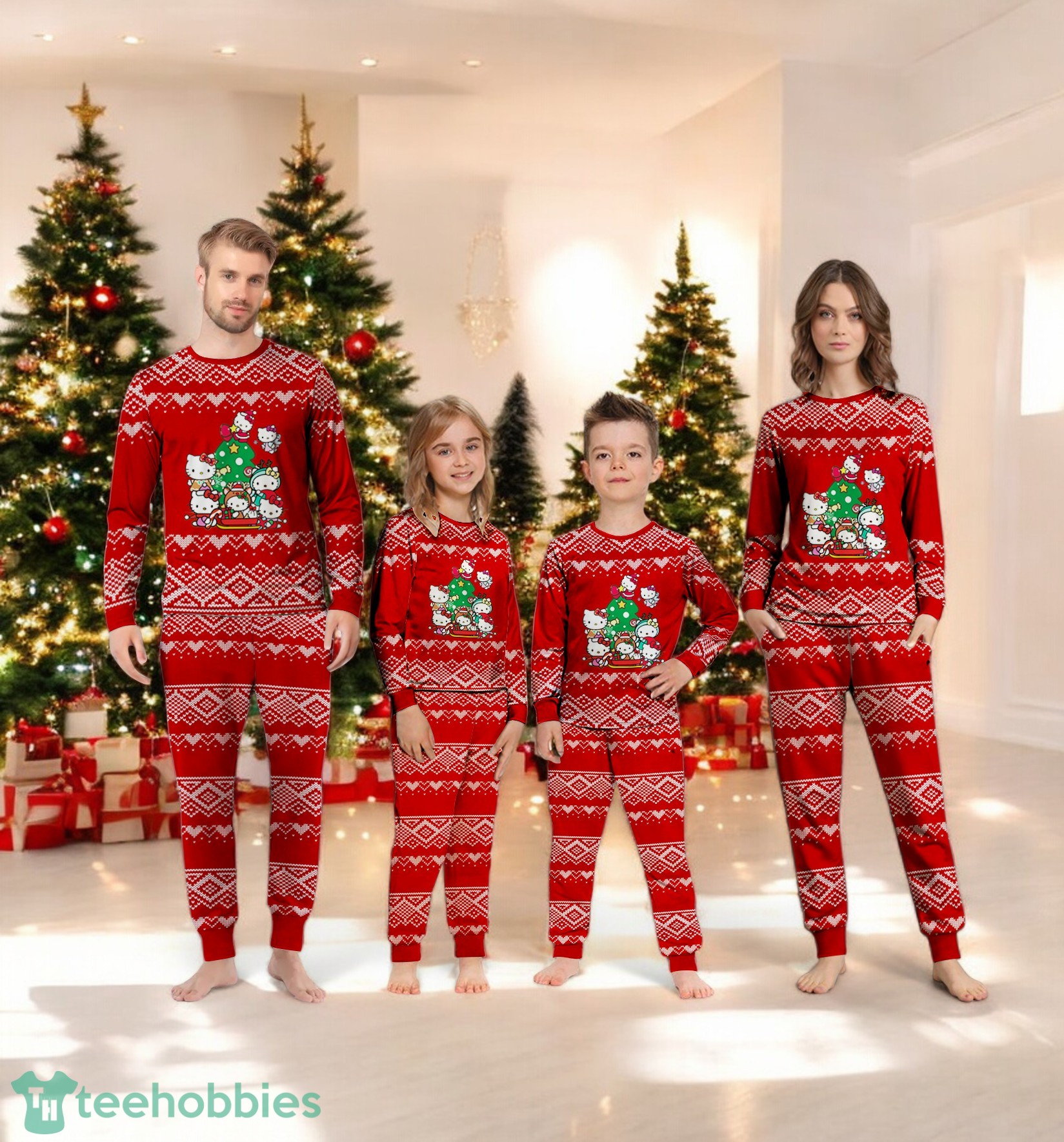 Hello Kittty Christmas Tree Family Matching Pajama Set image Hello Kittty Christmas Tree Family Matching Pajama Set Product Photo 4