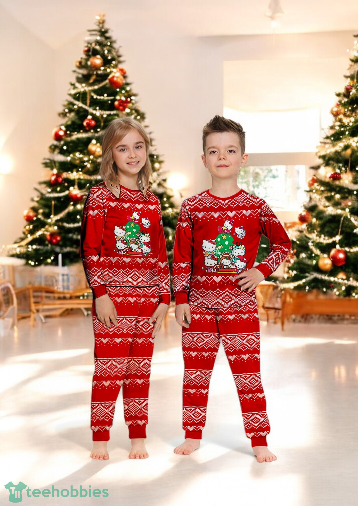 Hello Kittty Christmas Tree Family Matching Pajama Set image Hello Kittty Christmas Tree Family Matching Pajama Set Product Photo 3