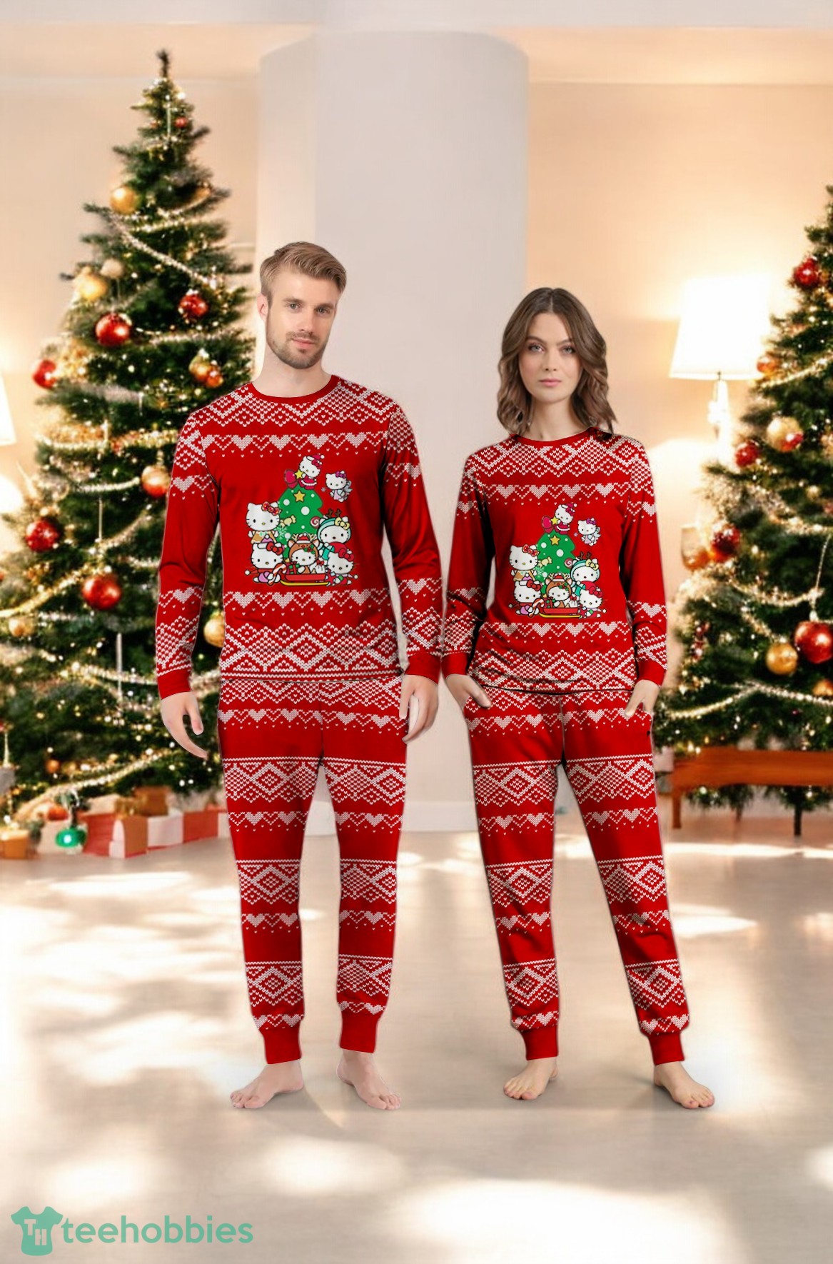 Hello Kittty Christmas Tree Family Matching Pajama Set image Hello Kittty Christmas Tree Family Matching Pajama Set Product Photo 1