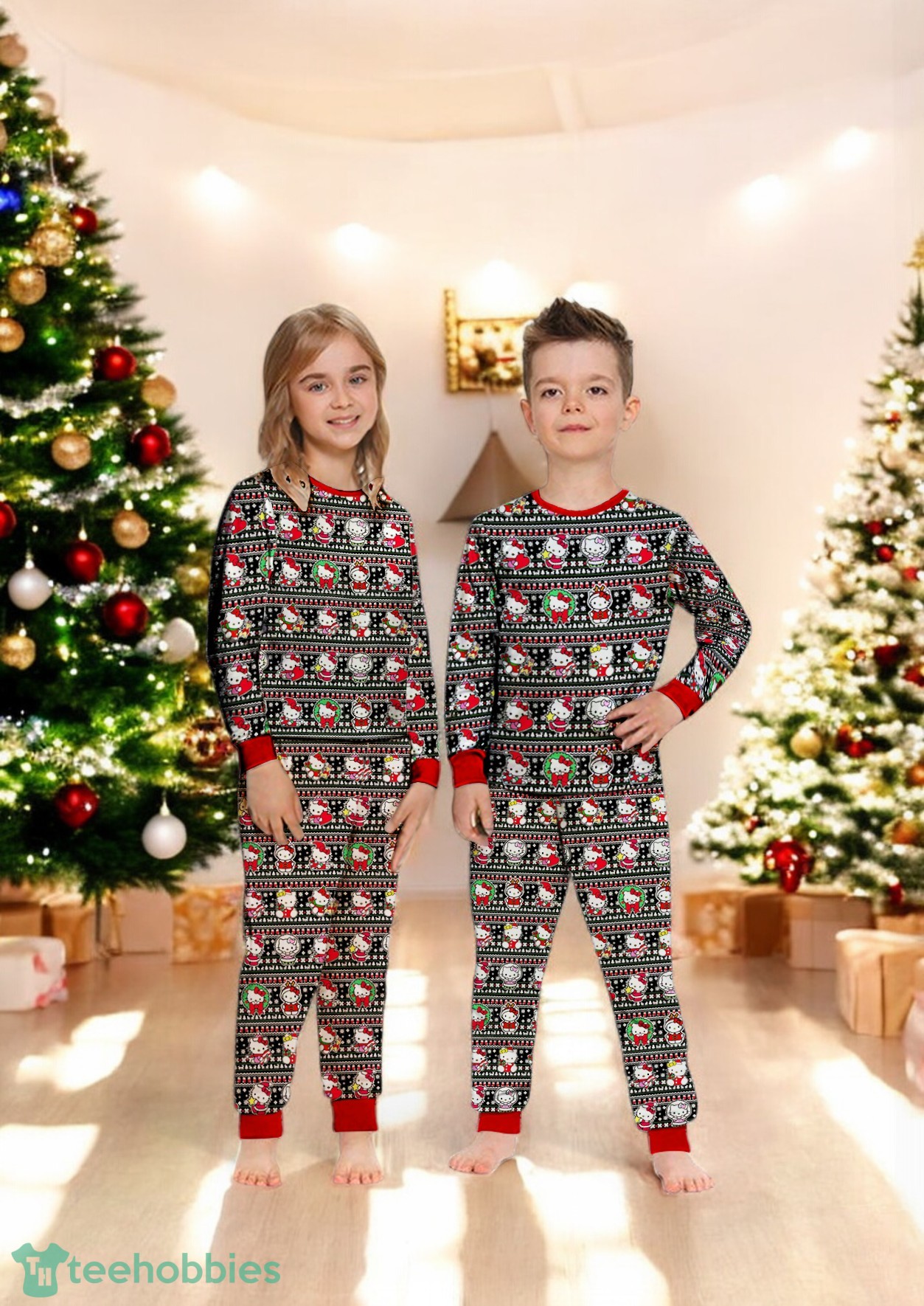 Hello Kitty Christmas Seamlless Pattern Family Matching Pajama Set image Hello Kitty Christmas Seamlless Pattern Family Matching Pajama Set Product Photo 3