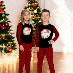 Hippie Santa Groovy Peace Sign Family Matching Pajama Set image Hippie Santa Groovy Peace Sign Family Matching Pajama Set Product Photo 3