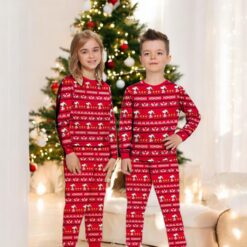 Hohoho Lalala Snoopy Red Christmas Family Matching Set Mom Dad Child Pajama Set image Hohoho Lalala Snoopy Red Christmas Family Matching Set Mom Dad Child Pajama Set Product Photo 3