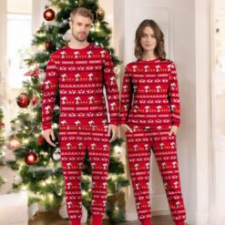 Hohoho Lalala Snoopy Red Christmas Family Matching Set Mom Dad Child Pajama Set image Hohoho Lalala Snoopy Red Christmas Family Matching Set Mom Dad Child Pajama Set Product Photo 4