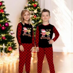 Hot Cocoa Mug and Cookie Tis the Season Groovy Christmas Family Matching Pajama Set image Hot Cocoa Mug and Cookie Tis the Season Groovy Christmas Family Matching Pajama Set Product Photo 2