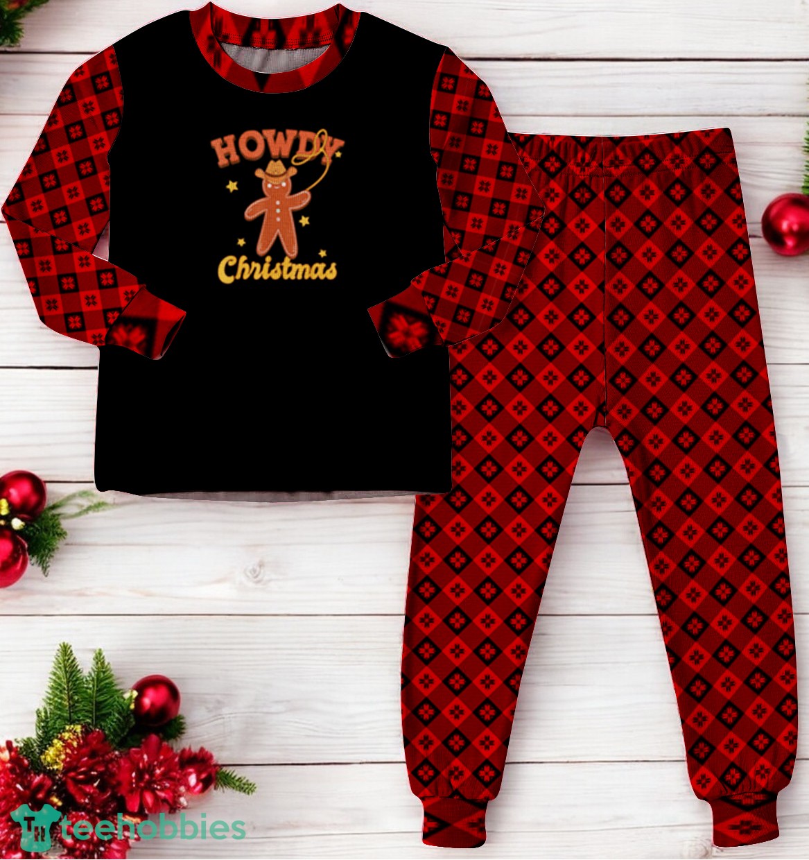 Howdy Gingerbread Man Cowboy Christmas Cowboy Family Matching Pajama Set image Howdy Gingerbread Man Cowboy Christmas Cowboy Family Matching Pajama Set Product Photo 4