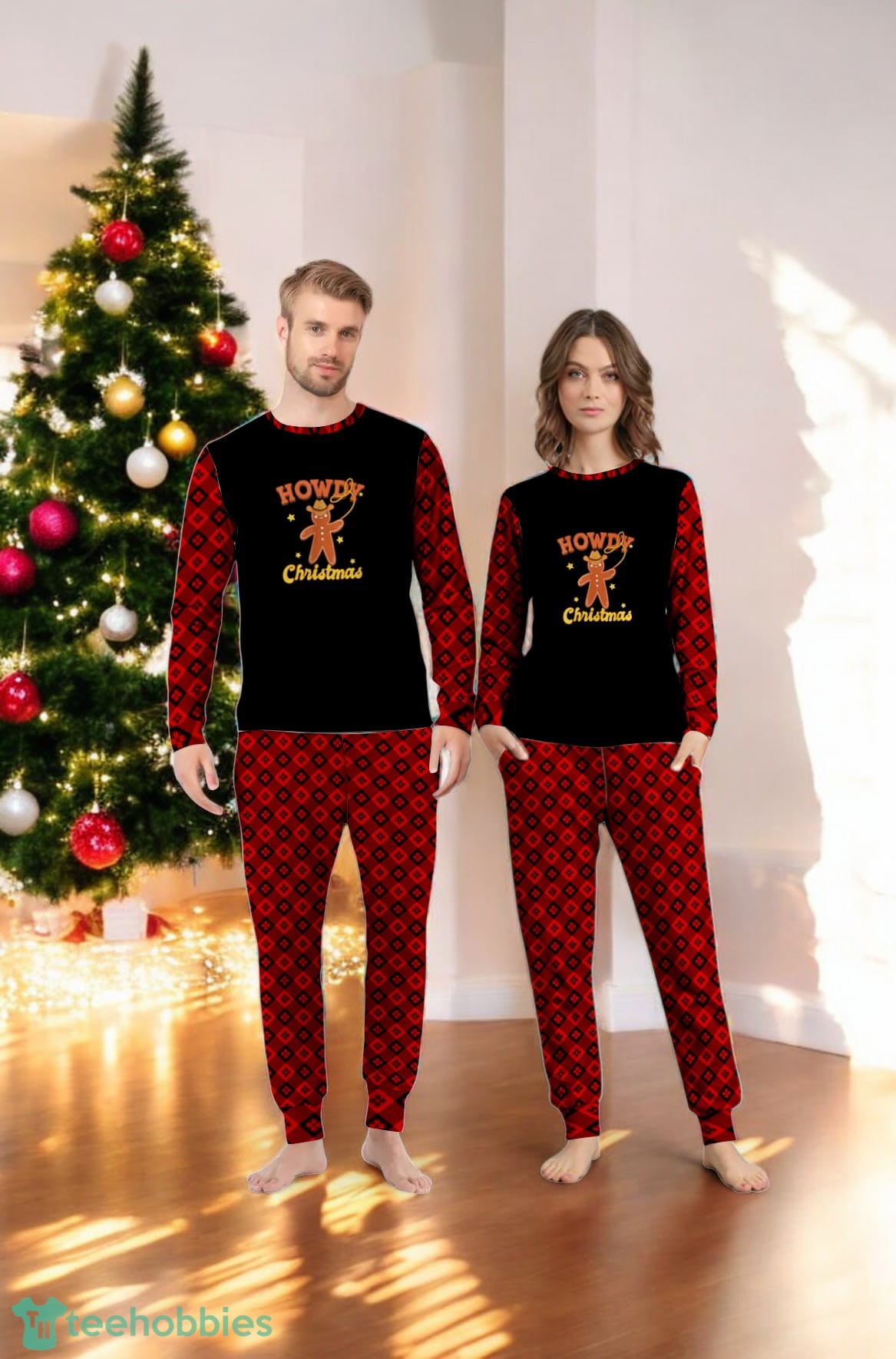 Howdy Gingerbread Man Cowboy Christmas Cowboy Family Matching Pajama Set Howdy Gingerbread Man Cowboy Christmas Cowboy Family Matching Pajama Set Product Photo 1