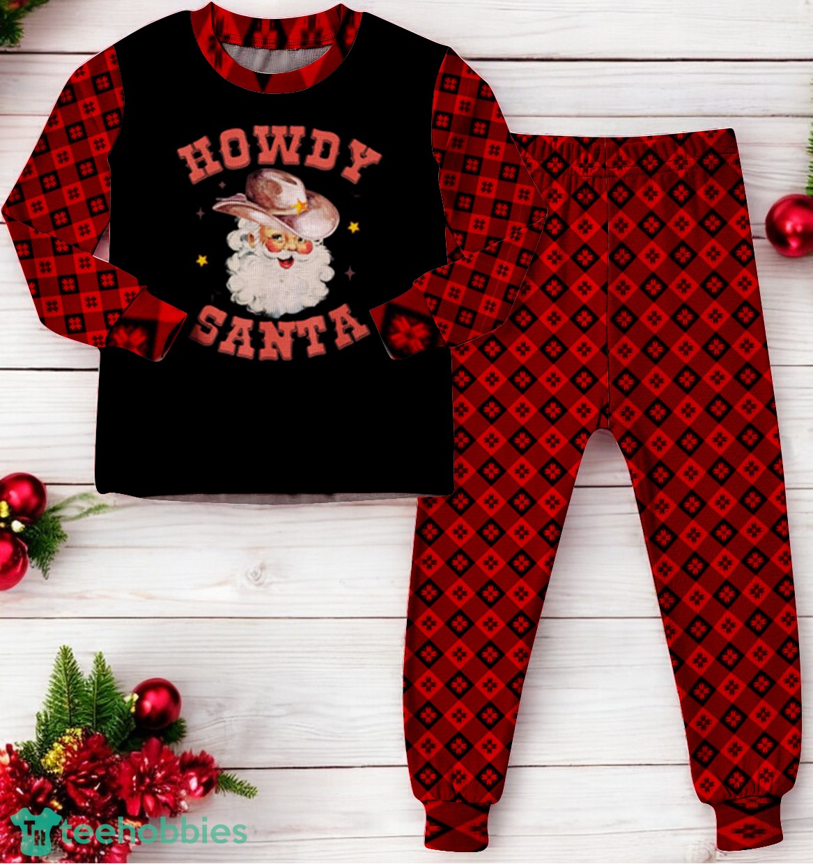 Howdy Santa Christmas Cowboy Family Matching Pajama Set Howdy Santa Christmas Cowboy Family Matching Pajama Set Product Photo 4