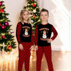Howdy Snowman Christmas Cowboy Family Matching Pajama Set image Howdy Snowman Christmas Cowboy Family Matching Pajama Set Product Photo 2