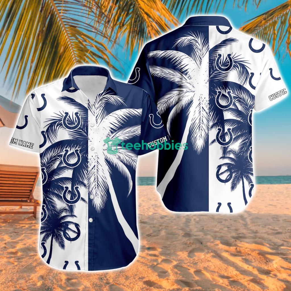 Indianapolis Colts Nfl Aloha Tropical Hawaiian Shirt For Fans Custom Name image Indianapolis Colts Nfl Aloha Tropical Hawaiian Shirt For Fans Custom Name Product Photo 1