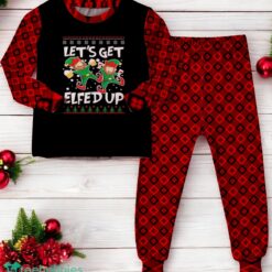 Let's Get Elfed Up Funny Christmas Elves Beer and Wine Family Matching Pajama Set image Let's Get Elfed Up Funny Christmas Elves Beer and Wine Family Matching Pajama Set Product Photo 2