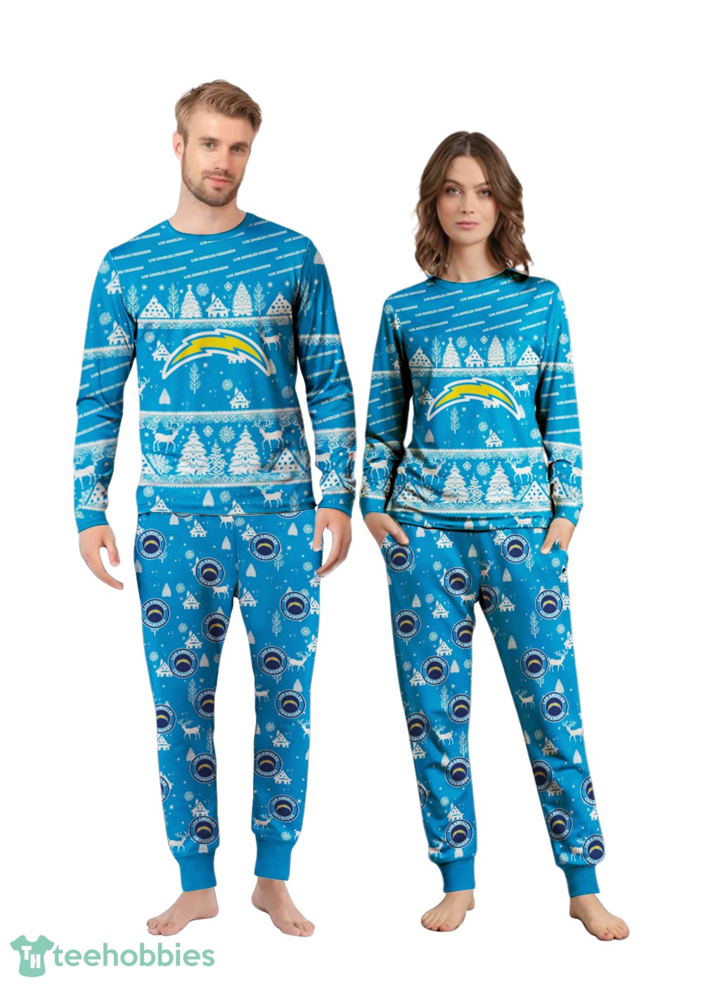 Los Angeles Chargers Christmas Pattern Family Matching Pajamas Sets Best Gift For Christmas image Los Angeles Chargers Christmas Pattern Family Matching Pajamas Sets Best Gift For Christmas Product Photo 2
