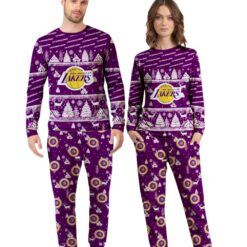 Los Angeles Lakers Christmas Pattern Family Matching Pajamas Sets Best Gift For Christmas image Los Angeles Lakers Christmas Pattern Family Matching Pajamas Sets Best Gift For Christmas Product Photo 2