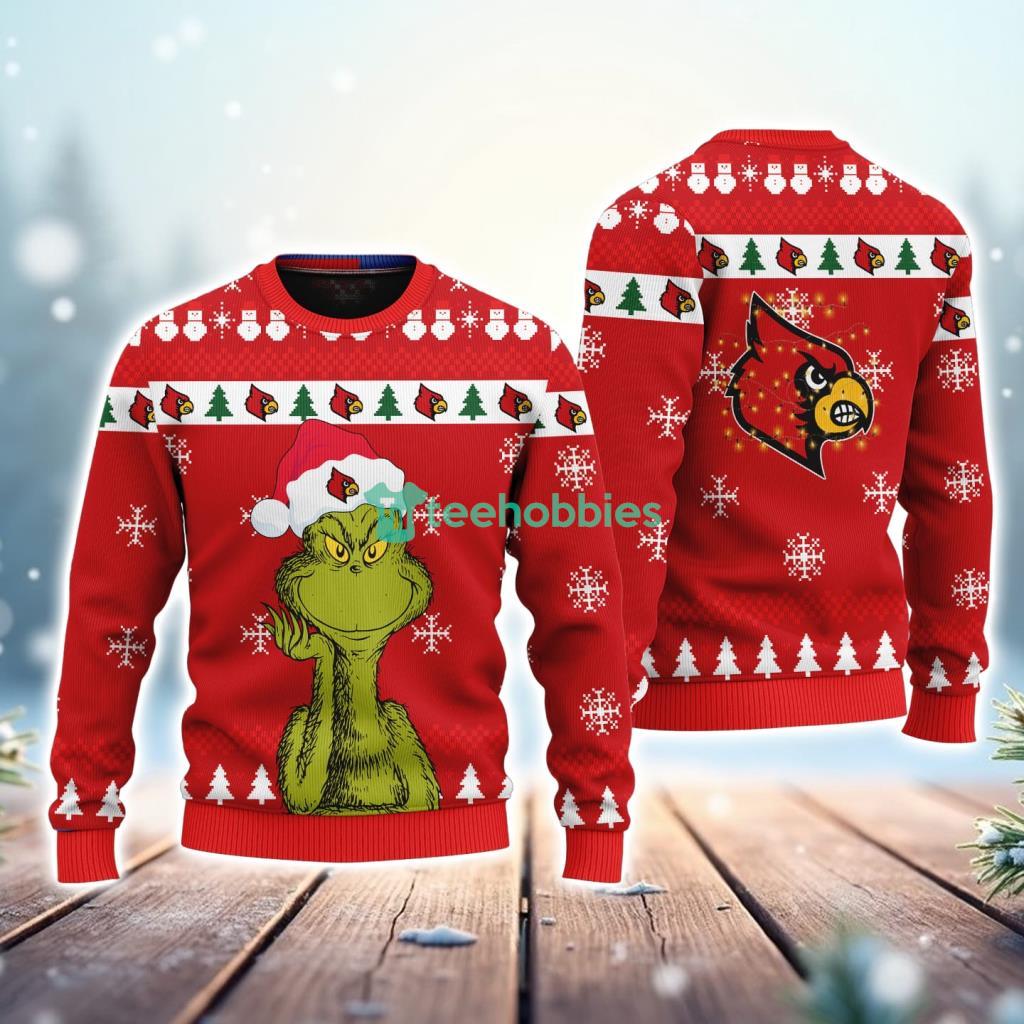 Louisville Cardinals NCAA The Grinch Funny Merry Christmas Uglly Sweater 3D New Trend image Louisville Cardinals NCAA The Grinch Funny Merry Christmas Uglly Sweater 3D New Trend Product Photo 1