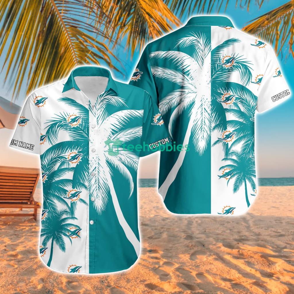 Miami Dolphins Nfl Aloha Tropical Hawaiian Shirt For Fans Custom Name image Miami Dolphins Nfl Aloha Tropical Hawaiian Shirt For Fans Custom Name Product Photo 1