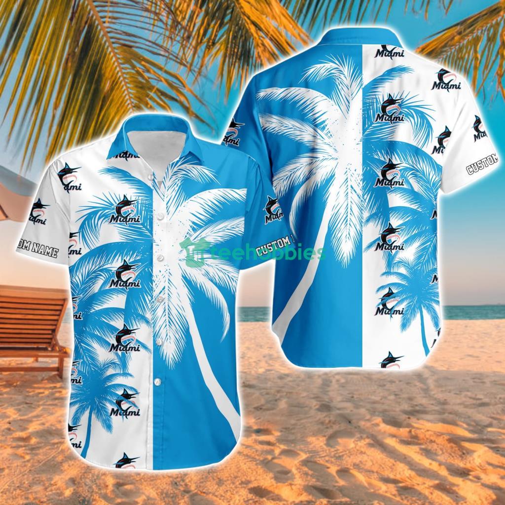 Miami Marlins Mlb Aloha Tropical Hawaiian Shirt For Fans Custom Name image Miami Marlins Mlb Aloha Tropical Hawaiian Shirt For Fans Custom Name Product Photo 1
