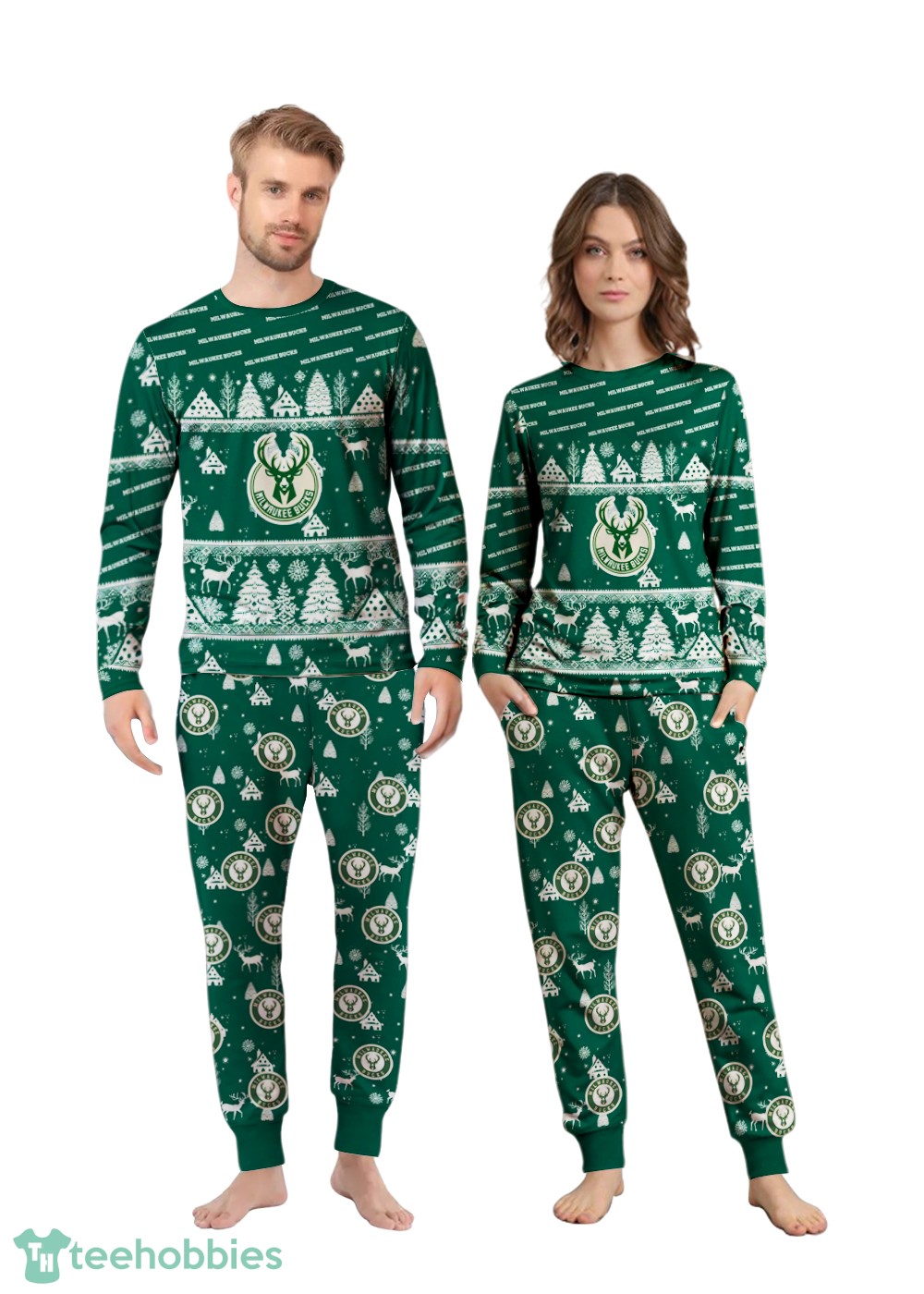 Milwaukee Bucks Christmas Pattern Family Matching Pajamas Sets Best Gift For Christmas image Milwaukee Bucks Christmas Pattern Family Matching Pajamas Sets Best Gift For Christmas Product Photo 4