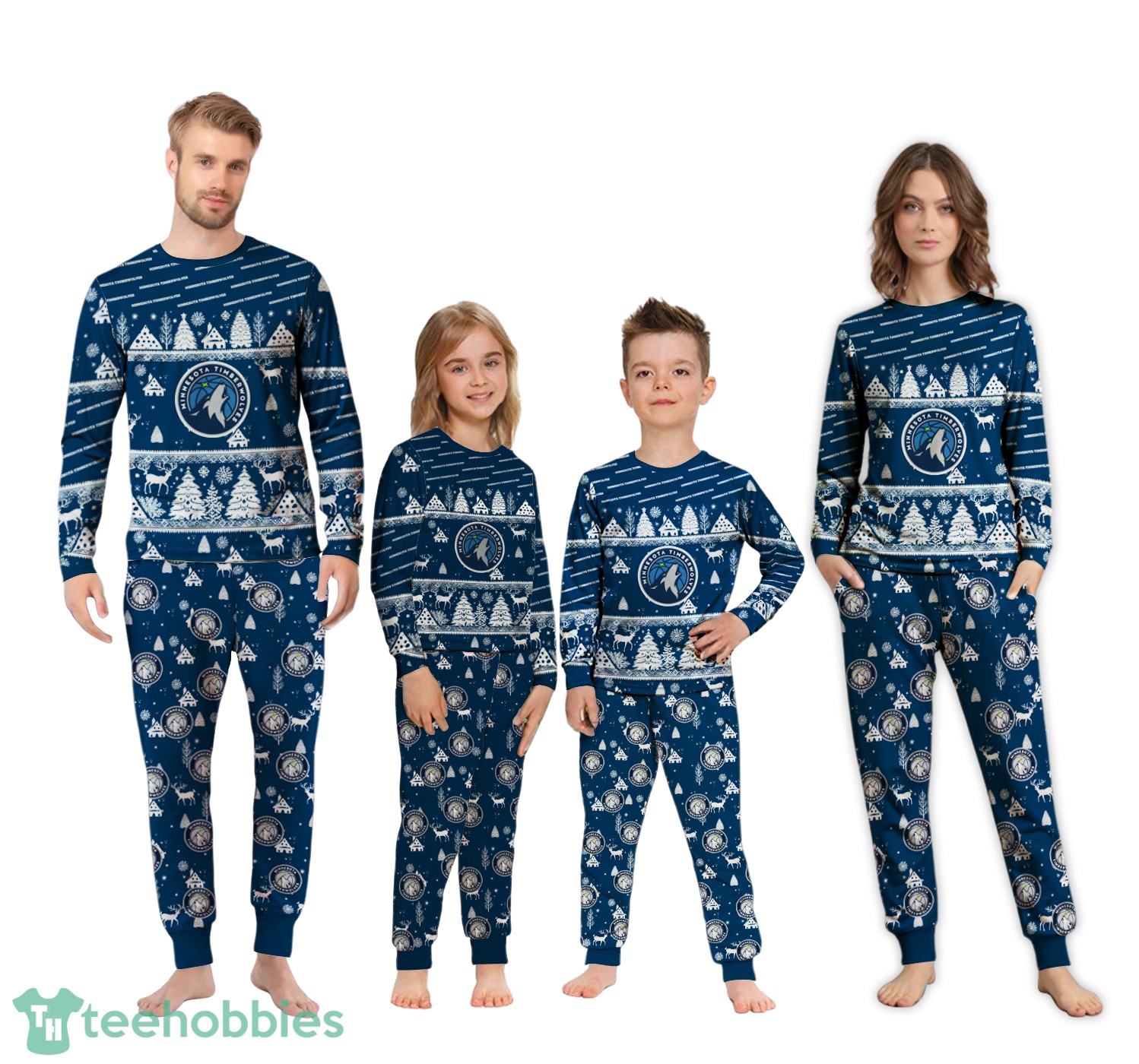 Minnesota Timberwolves Christmas Pattern Family Matching Pajamas Sets Best Gift For Christmas image Minnesota Timberwolves Christmas Pattern Family Matching Pajamas Sets Best Gift For Christmas Product Photo 4