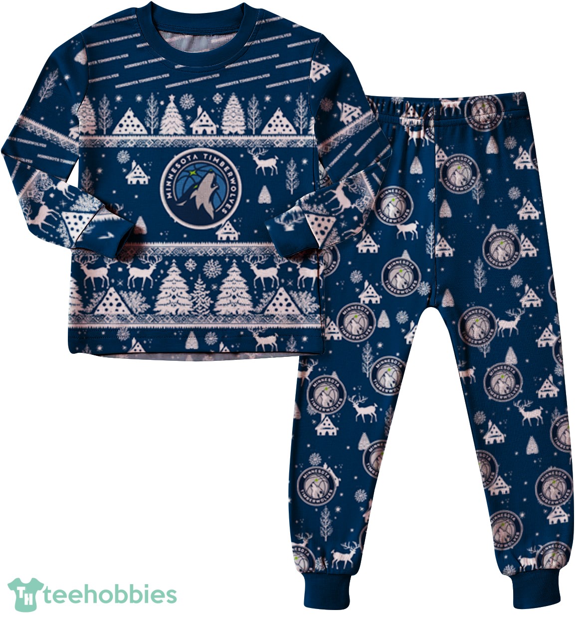 Minnesota Timberwolves Christmas Pattern Family Matching Pajamas Sets Best Gift For Christmas image Minnesota Timberwolves Christmas Pattern Family Matching Pajamas Sets Best Gift For Christmas Product Photo 1