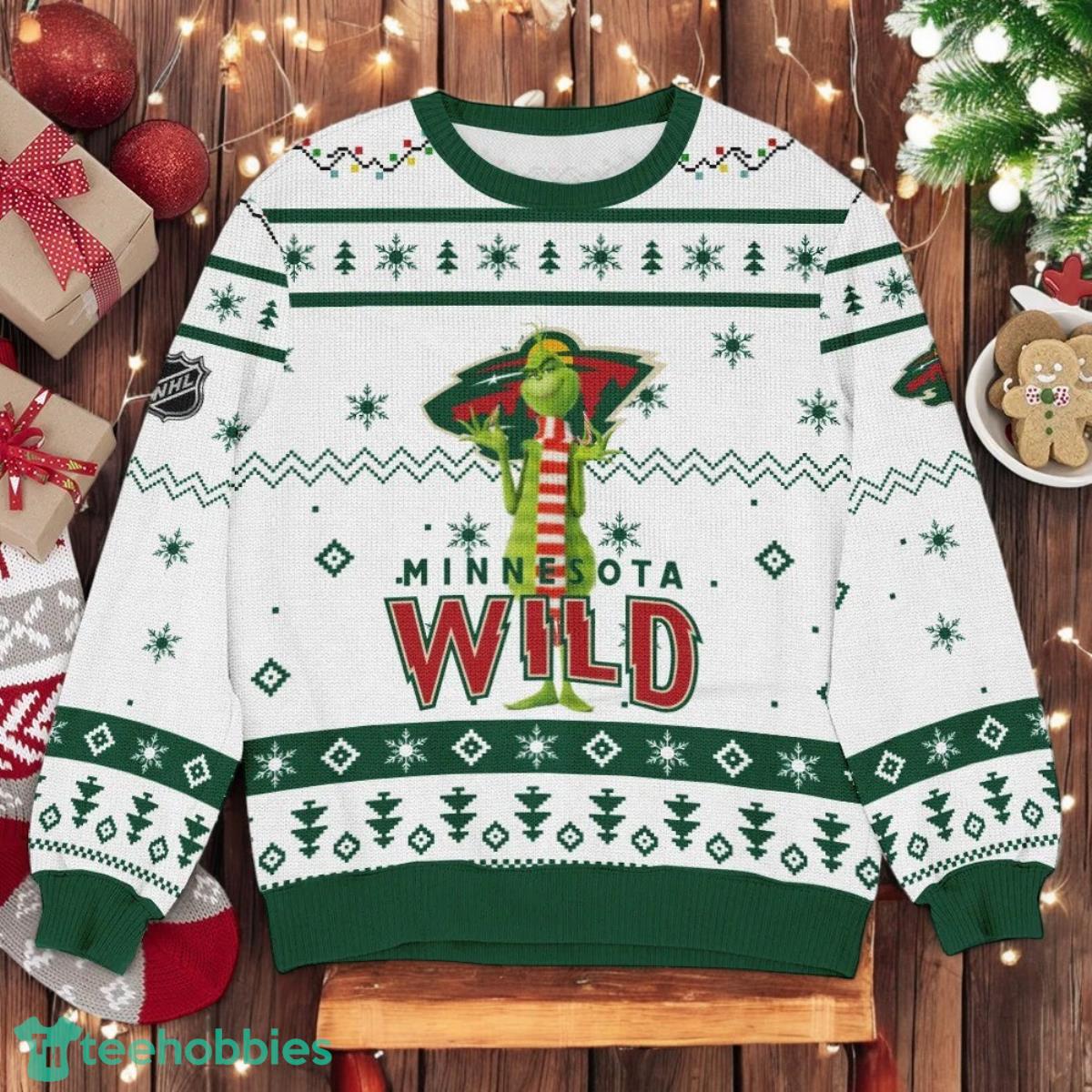 Minnesota Wild NHL Grinch Ugly Christmas Sweater Team Holiday Christmas Gift Minnesota Wild NHL Grinch Ugly Christmas Sweater Team Holiday Christmas Gift Product Photo 1