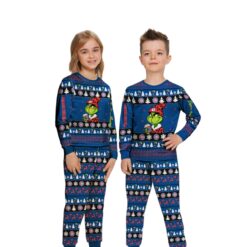 MLB Grinch Chicago Cubs MLB Custom Name Christmas Knitting Pattern Matching Family Pajamas Set image MLB Grinch Chicago Cubs MLB Custom Name Christmas Knitting Pattern Matching Family Pajamas Set Product Photo 2
