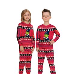 MLB Grinch Cleveland Indians MLB Custom Name Christmas Knitting Pattern Matching Family Pajamas Set image MLB Grinch Cleveland Indians MLB Custom Name Christmas Knitting Pattern Matching Family Pajamas Set Product Photo 2