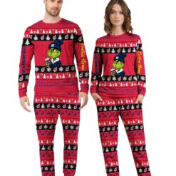 MLB Grinch Cleveland Indians MLB Custom Name Christmas Knitting Pattern Matching Family Pajamas Set image MLB Grinch Cleveland Indians MLB Custom Name Christmas Knitting Pattern Matching Family Pajamas Set Product Photo 3