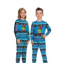 MLB Grinch Miami Marlins MLB Custom Name Christmas Knitting Pattern Matching Family Pajamas Set image MLB Grinch Miami Marlins MLB Custom Name Christmas Knitting Pattern Matching Family Pajamas Set Product Photo 3