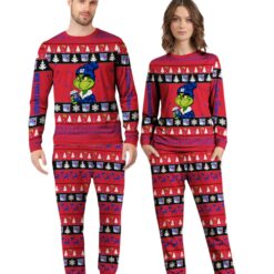 MLB Grinch New York Rangers Custom Name Christmas Knitting Pattern Matching Family Pajamas Set image MLB Grinch New York Rangers Custom Name Christmas Knitting Pattern Matching Family Pajamas Set Product Photo 4