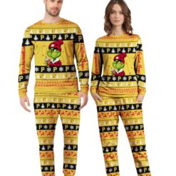 MLB Grinch Pittsburgh Pirates MLB Custom Name Christmas Knitting Pattern Matching Family Pajamas Set image MLB Grinch Pittsburgh Pirates MLB Custom Name Christmas Knitting Pattern Matching Family Pajamas Set Product Photo 3