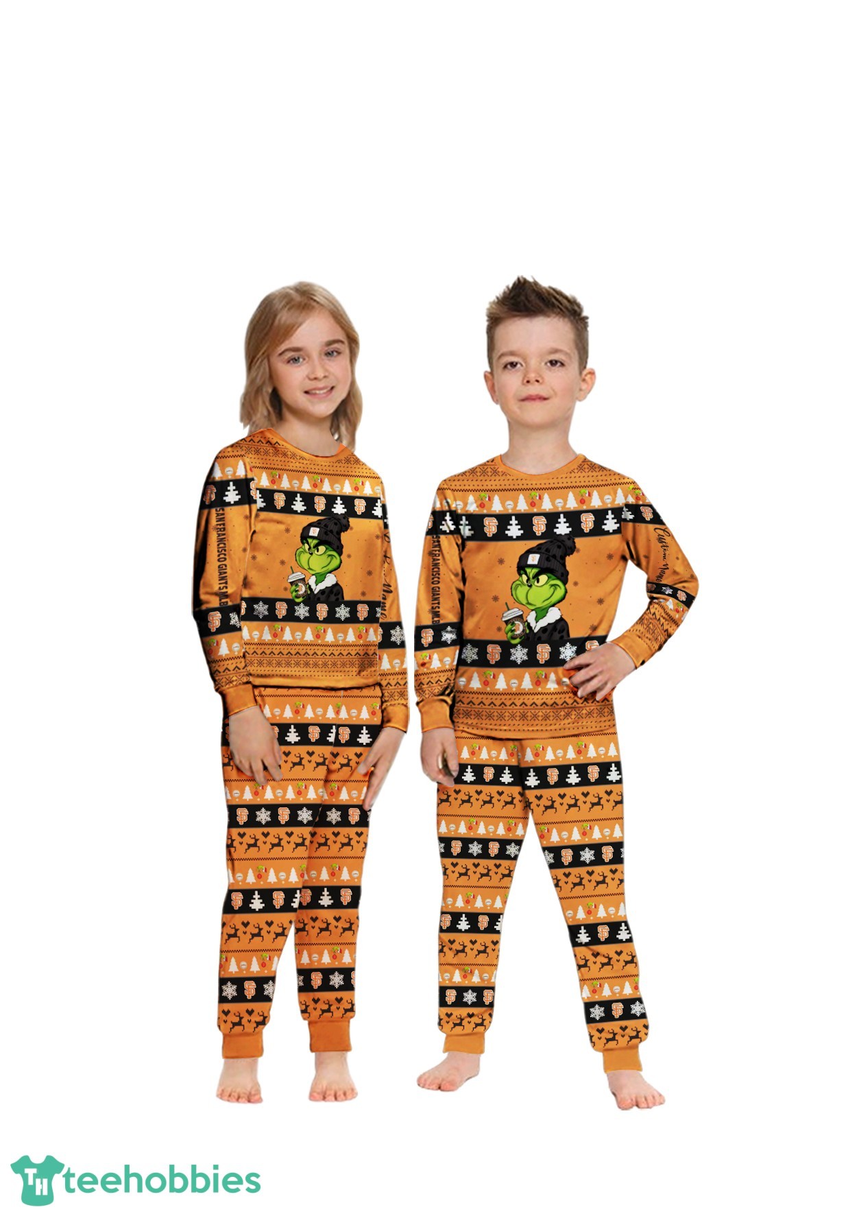 MLB Grinch San Francisco Giants MLB Custom Name Christmas Knitting Pattern Matching Family Pajamas Set image MLB Grinch San Francisco Giants MLB Custom Name Christmas Knitting Pattern Matching Family Pajamas Set Product Photo 4
