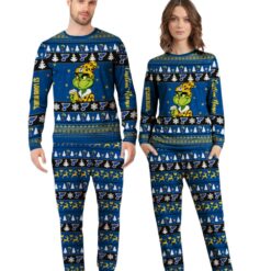 MLB Grinch St Louis Blues Custom Name Christmas Knitting Pattern Matching Family Pajamas Set image MLB Grinch St Louis Blues Custom Name Christmas Knitting Pattern Matching Family Pajamas Set Product Photo 3