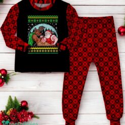 Muscle Santa Workout Christmas Santa Vs Reindeer Xmas Family Matching Pajama Set image Muscle Santa Workout Christmas Santa Vs Reindeer Xmas Family Matching Pajama Set Product Photo 3