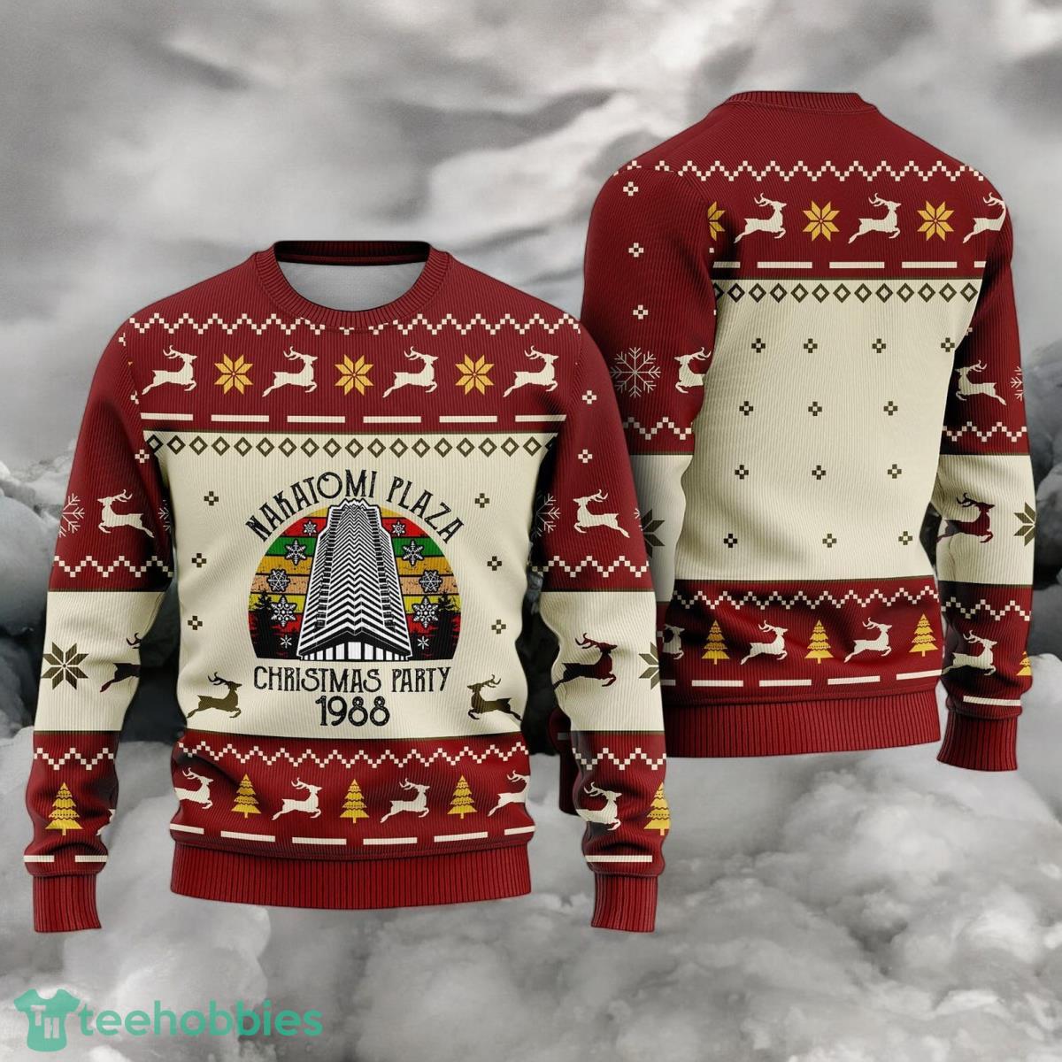 Nakatomi Plaza Christmas Party 1988 Sweater Nakatomi Plaza Christmas 3D Ugly Sweater For Men And Women image Nakatomi Plaza Christmas Party 1988 Sweater Nakatomi Plaza Christmas 3D Ugly Sweater For Men And Women Product Photo 1