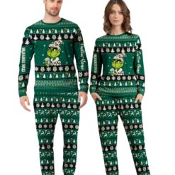 NBA Grinch Milwaukee Bucks Custom Name Christmas Knitting Pattern Matching Family Pajamas Set image NBA Grinch Milwaukee Bucks Custom Name Christmas Knitting Pattern Matching Family Pajamas Set Product Photo 3