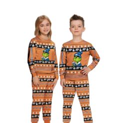 NBA Grinch Oklahoma City Thunder Custom Name Christmas Knitting Pattern Matching Family Pajamas Set image NBA Grinch Oklahoma City Thunder Custom Name Christmas Knitting Pattern Matching Family Pajamas Set Product Photo 2