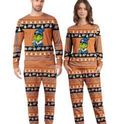 NBA Grinch Oklahoma City Thunder Custom Name Christmas Knitting Pattern Matching Family Pajamas Set image NBA Grinch Oklahoma City Thunder Custom Name Christmas Knitting Pattern Matching Family Pajamas Set Product Photo 4