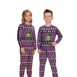 NBA Grinch Sacramento Kings Custom Name Christmas Knitting Pattern Matching Family Pajamas Set image NBA Grinch Sacramento Kings Custom Name Christmas Knitting Pattern Matching Family Pajamas Set Product Photo 3