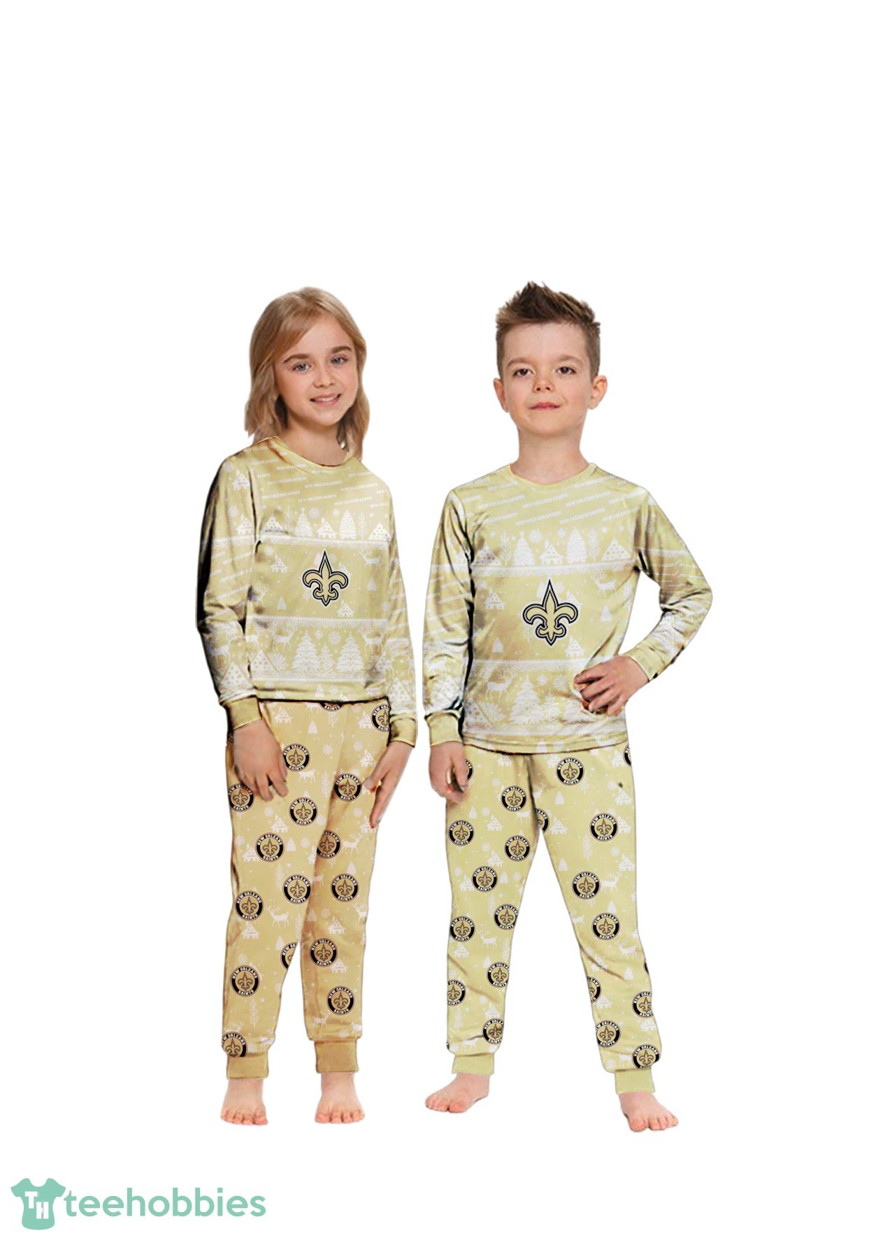 New Orleans Saints Christmas Pattern Family Matching Pajamas Sets Best Gift For Christmas image New Orleans Saints Christmas Pattern Family Matching Pajamas Sets Best Gift For Christmas Product Photo 1