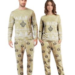 New Orleans Saints Christmas Pattern Family Matching Pajamas Sets Best Gift For Christmas image New Orleans Saints Christmas Pattern Family Matching Pajamas Sets Best Gift For Christmas Product Photo 3