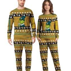 NFL Grinch Jacksonville Jaguars Custom Name Christmas Knitting Pattern Matching Family Pajamas Set image NFL Grinch Jacksonville Jaguars Custom Name Christmas Knitting Pattern Matching Family Pajamas Set Product Photo 4