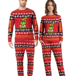 NFL Grinch Kansas City Chiefs Custom Name Christmas Knitting Pattern Matching Family Pajamas Set image NFL Grinch Kansas City Chiefs Custom Name Christmas Knitting Pattern Matching Family Pajamas Set Product Photo 4