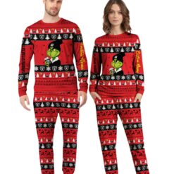 NFL Grinch Las Vegas Raiders Custom Name Christmas Knitting Pattern Matching Family Pajamas Set image NFL Grinch Las Vegas Raiders Custom Name Christmas Knitting Pattern Matching Family Pajamas Set Product Photo 4