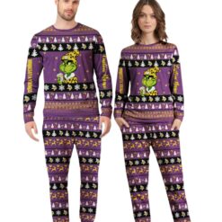 NFL Grinch Minnesota Vikings Custom Name Christmas Knitting Pattern Matching Family Pajamas Set image NFL Grinch Minnesota Vikings Custom Name Christmas Knitting Pattern Matching Family Pajamas Set Product Photo 4