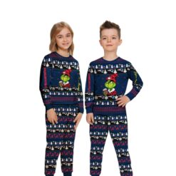 NFL Grinch New England Patriots Custom Name Christmas Knitting Pattern Matching Family Pajamas Set image NFL Grinch New England Patriots Custom Name Christmas Knitting Pattern Matching Family Pajamas Set Product Photo 2