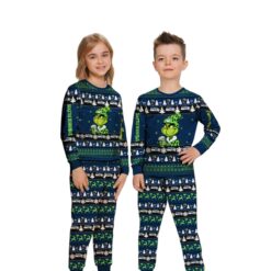 NFL Grinch Seattle Seahawks Custom Name Christmas Knitting Pattern Matching Family Pajamas Set image NFL Grinch Seattle Seahawks Custom Name Christmas Knitting Pattern Matching Family Pajamas Set Product Photo 4