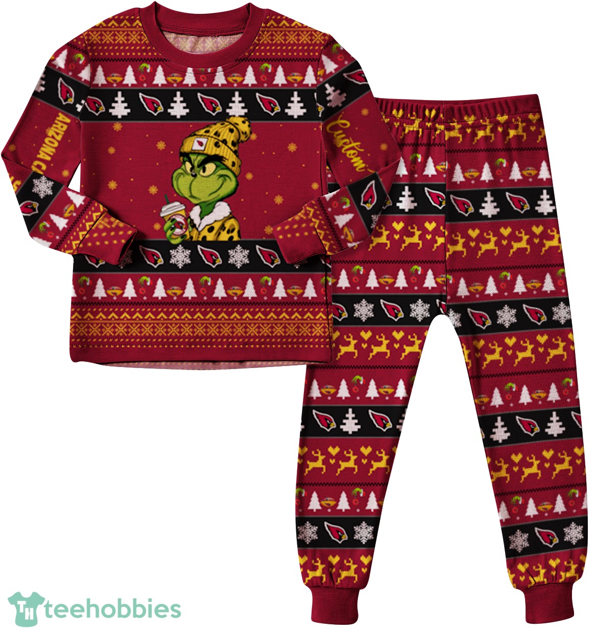 NFL GrinchArizona Cardinals Christmas Knitting Pattern Matching Family Pajamas Set image NFL GrinchArizona Cardinals Christmas Knitting Pattern Matching Family Pajamas Set Product Photo 1