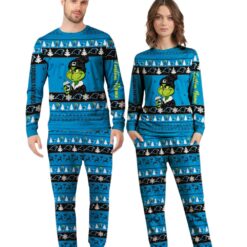 NFL GrinchCarolina Panthers Christmas Knitting Pattern Matching Family Pajamas Set image NFL GrinchCarolina Panthers Christmas Knitting Pattern Matching Family Pajamas Set Product Photo 3