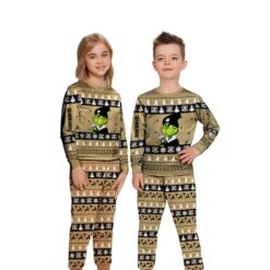 NHL Grinch Anaheim Ducks Custom Name Christmas Knitting Pattern Matching Family Pajamas Set image NHL Grinch Anaheim Ducks Custom Name Christmas Knitting Pattern Matching Family Pajamas Set Product Photo 3
